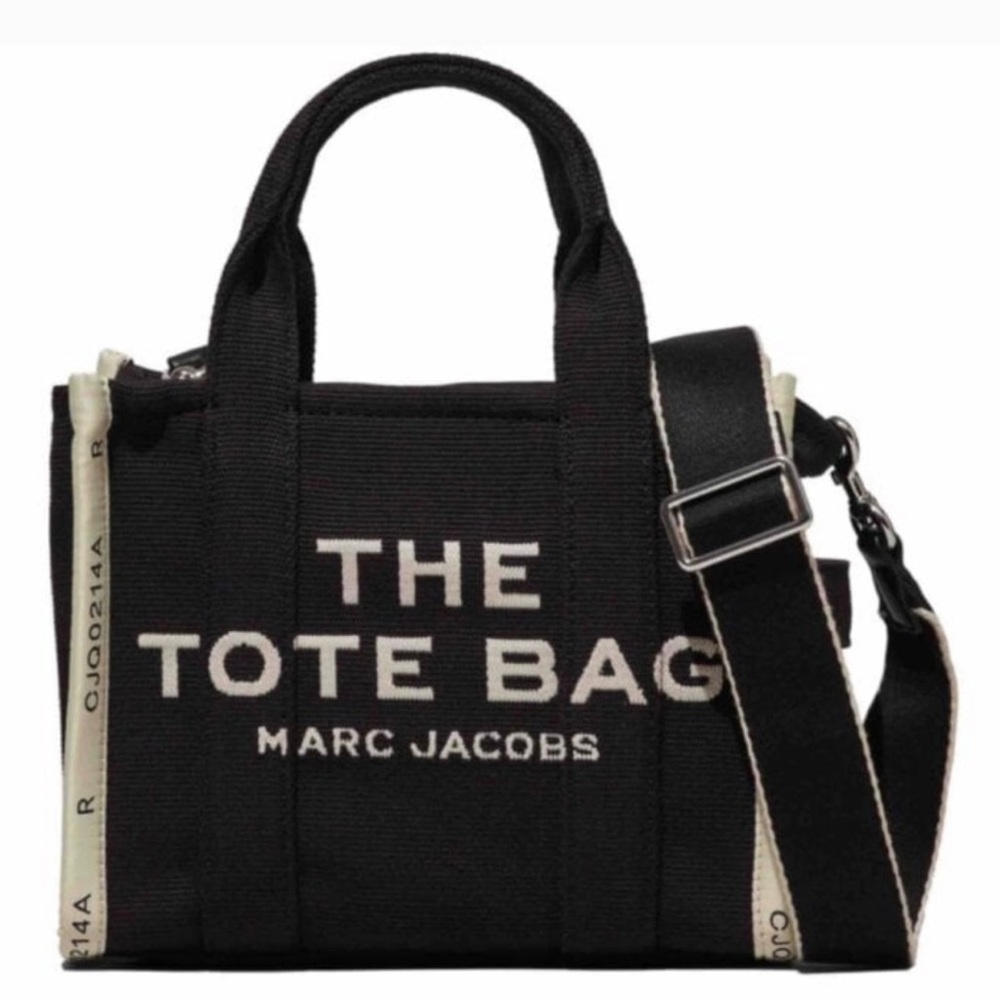 Marc Jacobs Black & Cream Canvas Mini Tote with Strap